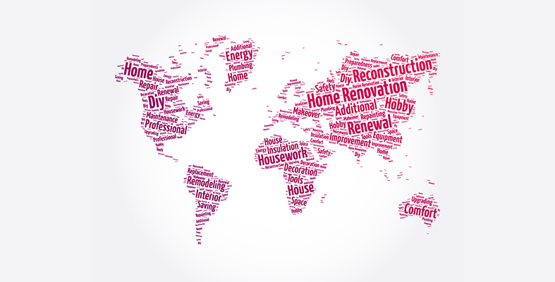 Home,Renovation,Word,Cloud,In,Shape,Of,World,Map,,Concept