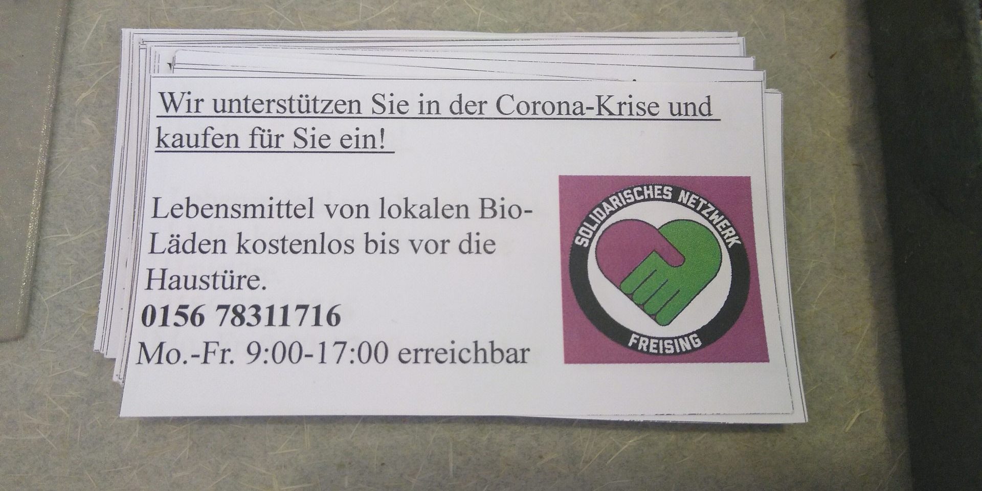 Handzettel SNF Lieferung