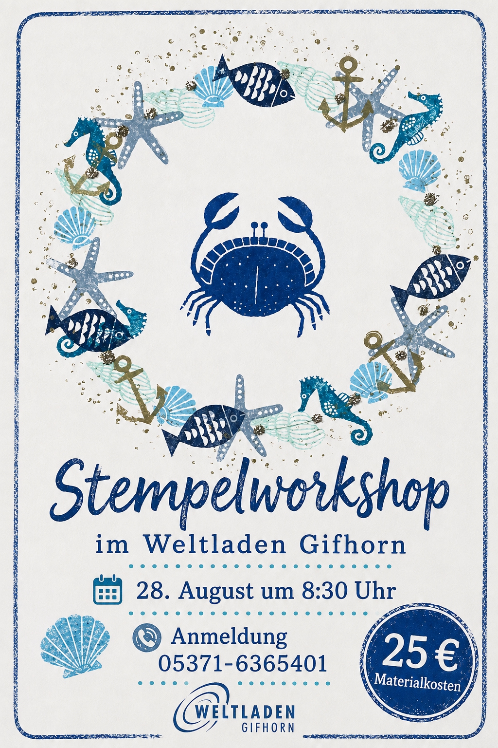Stempelworkshop am 28. August um 8.30 Uhr im Weltladen