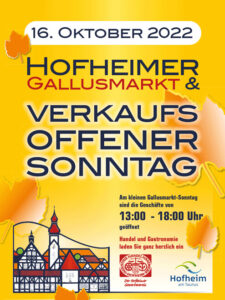 Hofheimer Gallusmarkt und verkaufsoffener Sonntag am 16. Oktober 2022