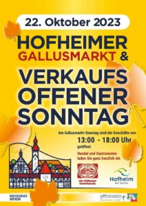 Hofheimer Gallusmarkt und verkaufsoffener Sonntag am 22. Oktober 2023