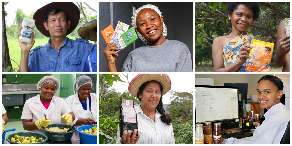 Eine Reise durch die Kontinente: Von den Philippinen über Thailand, Ghana und Südafrika bis nach Honduras: Mangos, Reis, Schokolade, Kaffee und andere Delikatessen, die Sie zum Kennenlernpreis FAIRkosten können. (Fotos: GEPA – The Fair Trade Company/A. Welsing, fairafric, Weltpartner, St. Louis)