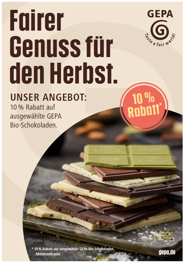 Werbeplakat für die Aktion "Fairer Genuss für den Herbst"